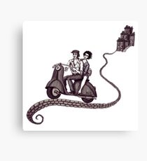 Italian Motive surreal black and white pen ink drawing Canvas Print