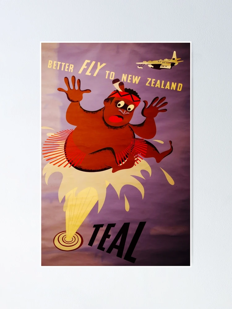 Better fly to New Zealand vintage travel poster
