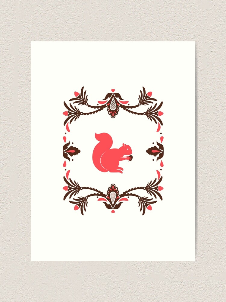Alternate view of Folk Squirrel Art Print