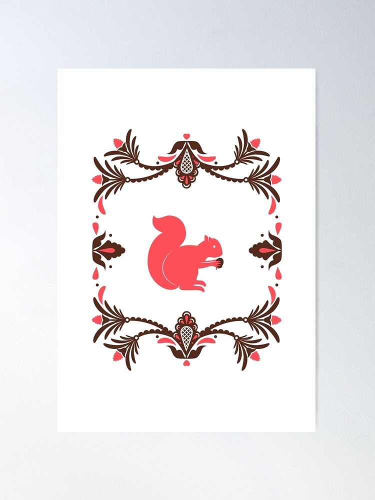 Alternate view of Folk Squirrel Poster