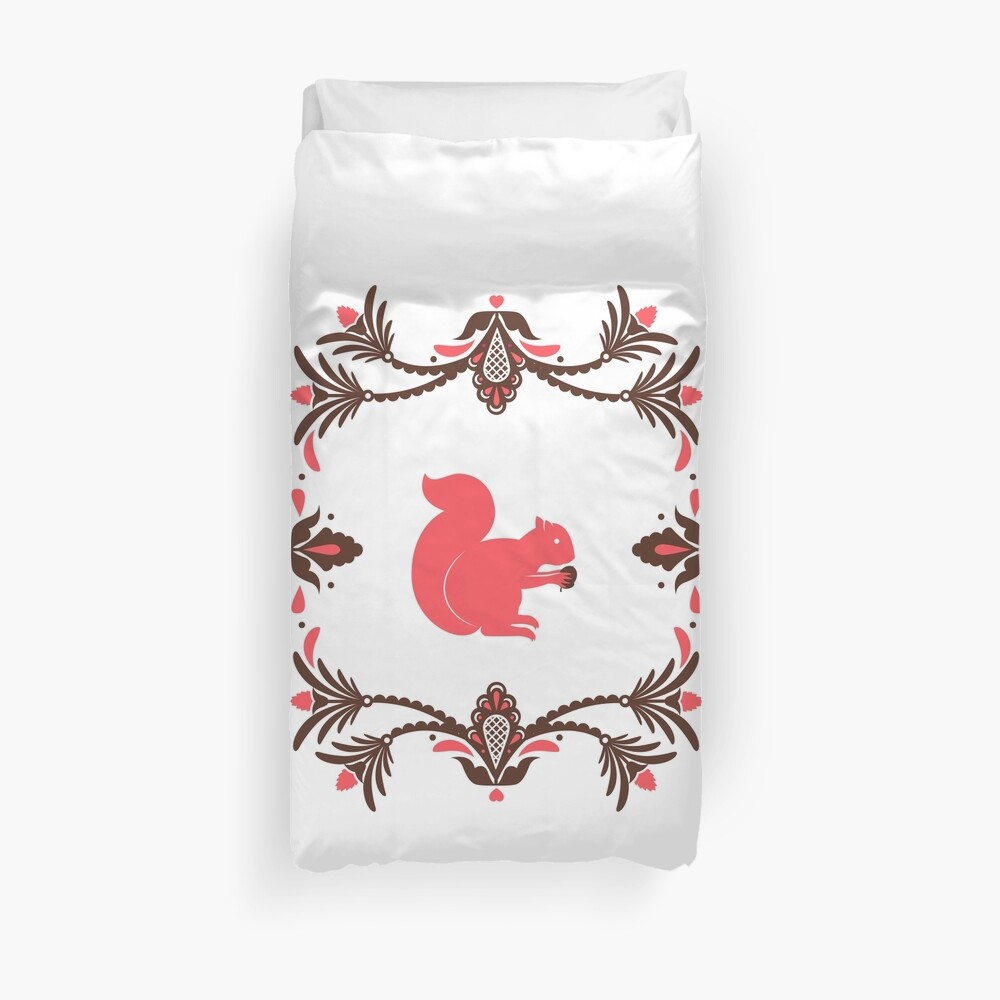 Folk Squirrel Duvet Cover