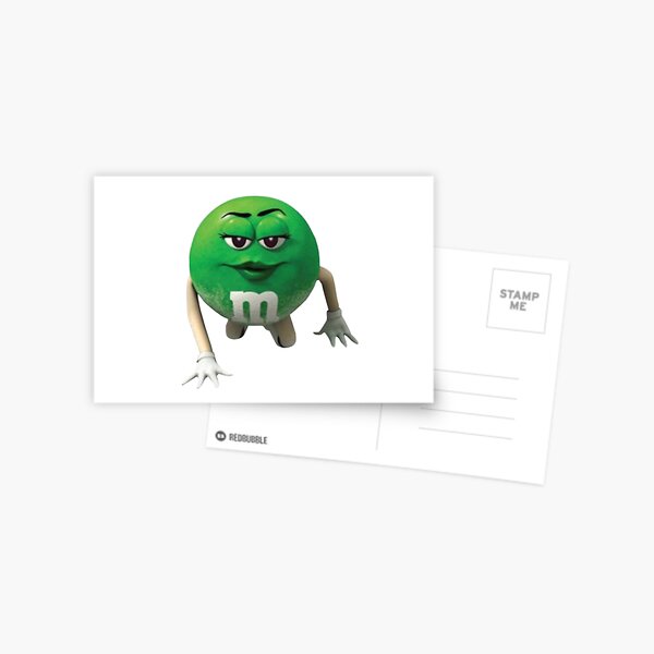 Green M&M character Postcard for Sale by Trasarual