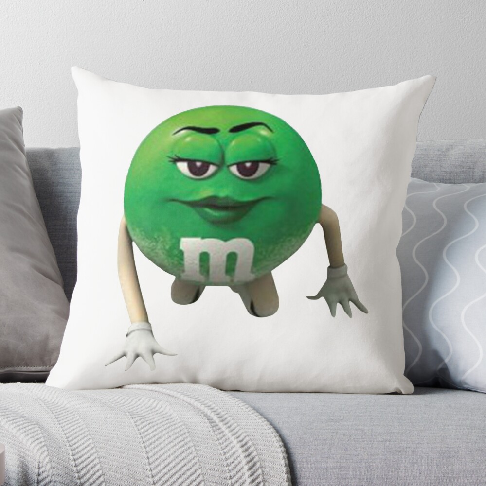 Green m&m Throw Pillow for Sale by Sidewalk Stickers