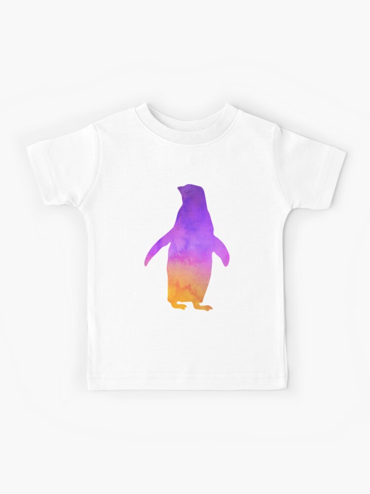 Watercolor Pink Blue Penguin Kids T-Shirt for Sale by blue-jay