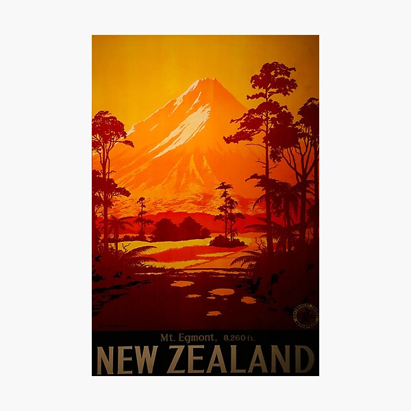 Item preview, Mount Egmont New Zealand vintage travel poster designed and sold by stickart-marek.