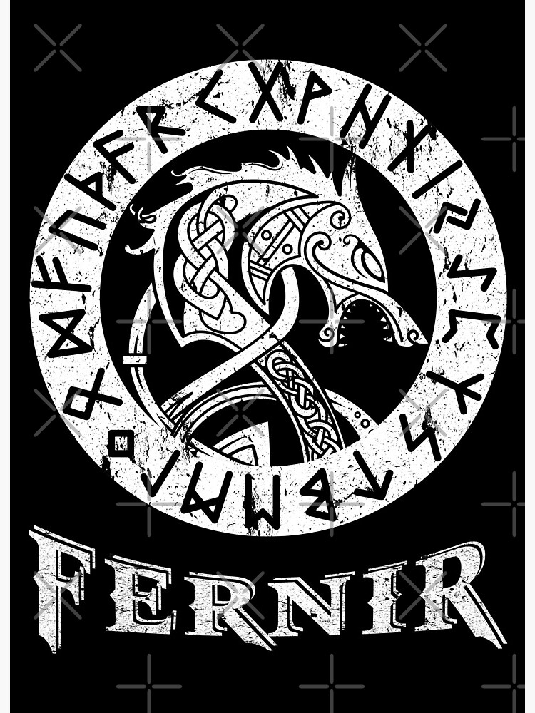 Fenrir Wolf Of Odin Runes Tattoo Viking Art Board Print By Bommer20 Redbubble