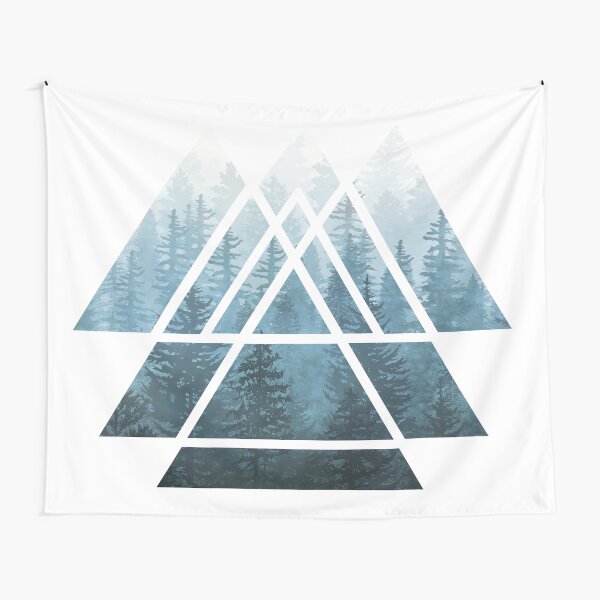 Sacred Geometry Triangles - Misty Forest Tapestry