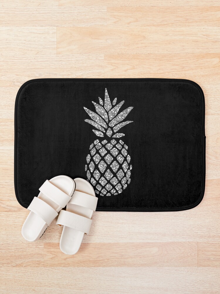 Alternate view of Silver Glitter Pineapple Bath Mat