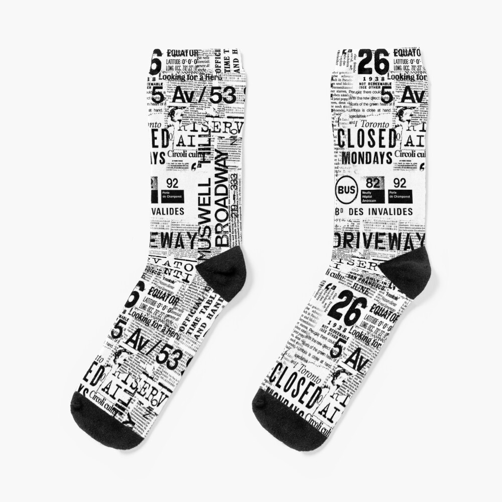Black And White Grunge Text Socks for Sale by artsandsoul