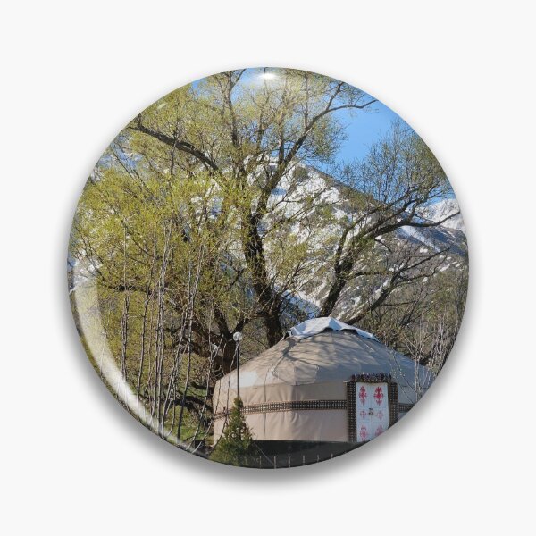 Item preview, Kazakh yurt with snowy Tian Shan mountains designed and sold by AlizadaStudios.