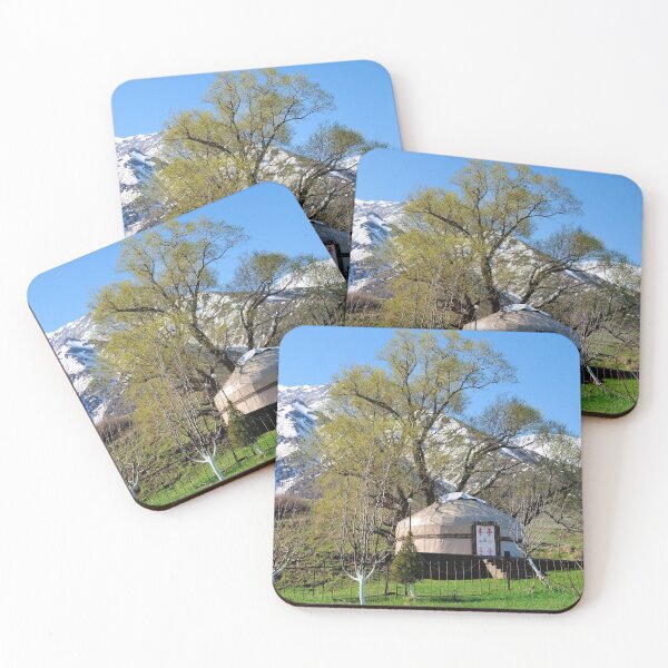 Item preview, Kazakh yurt with snowy Tian Shan mountains designed and sold by AlizadaStudios.