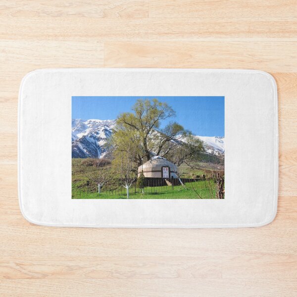 Item preview, Kazakh yurt with snowy Tian Shan mountains designed and sold by AlizadaStudios.