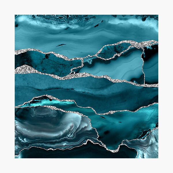 Trend Turquoise Marble Textures Photographic Print