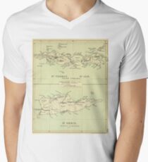 Vintage Map of The Virgin Islands (1853) Men's V-Neck T-Shirt