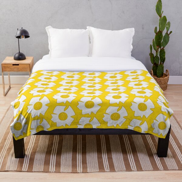 Item preview, White flowers on yellow designed and sold by Yamy Morrell Art and Design.