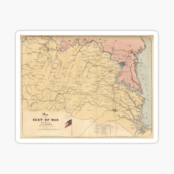 Item preview, Vintage Map of The Virginia Battlefields (1861) designed and sold by BravuraMedia.