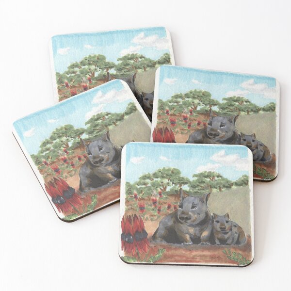 Item preview, Southern Hairy-Nosed Wombats & Sturt's Desert Pea designed and sold by ddanyen.