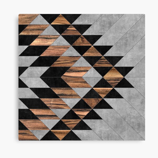Urban Tribal Pattern No.10 - Aztec - Concrete and Wood Canvas Print
