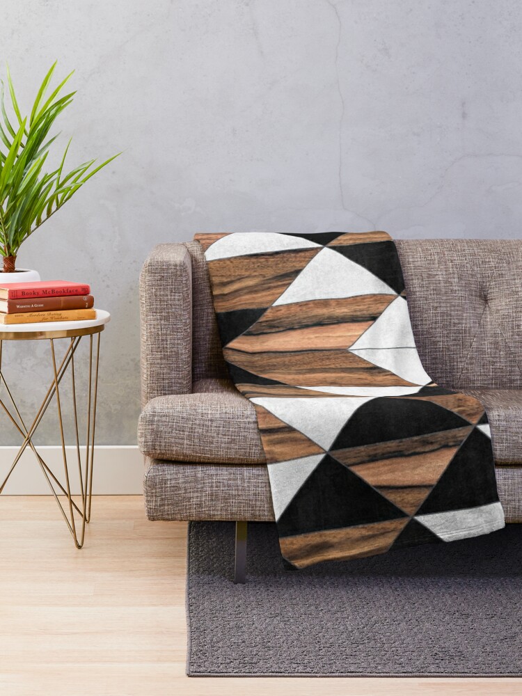 Alternate view of Urban Tribal Pattern No.9 - Aztec - Concrete and Wood Throw Blanket