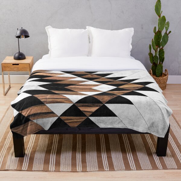 Urban Tribal Pattern No.9 - Aztec - Concrete and Wood Throw Blanket