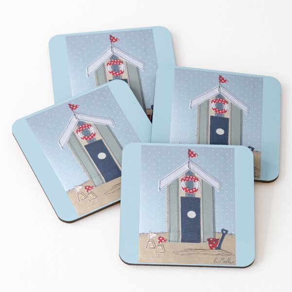 Item preview, Stripy Beach Hut with Sand Castles  designed and sold by Leatextileart.