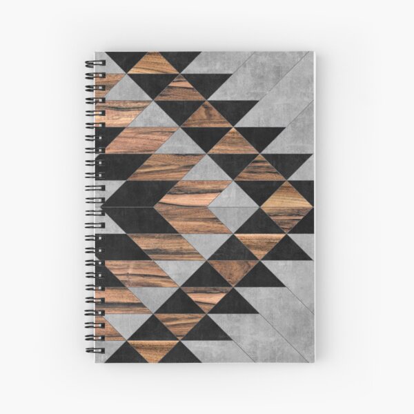 Urban Tribal Pattern No.10 - Aztec - Concrete and Wood Spiral Notebook