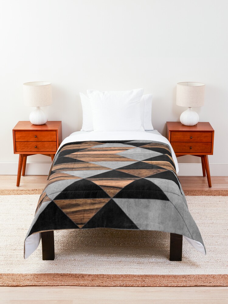 Alternate view of Urban Tribal Pattern No.10 - Aztec - Concrete and Wood Comforter