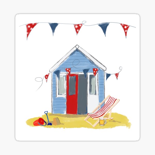 Item preview, #Beach hut seaside  designed and sold by Leatextileart.