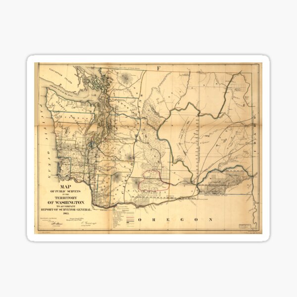 Item preview, Vintage Map of Washington State (1866) designed and sold by BravuraMedia.