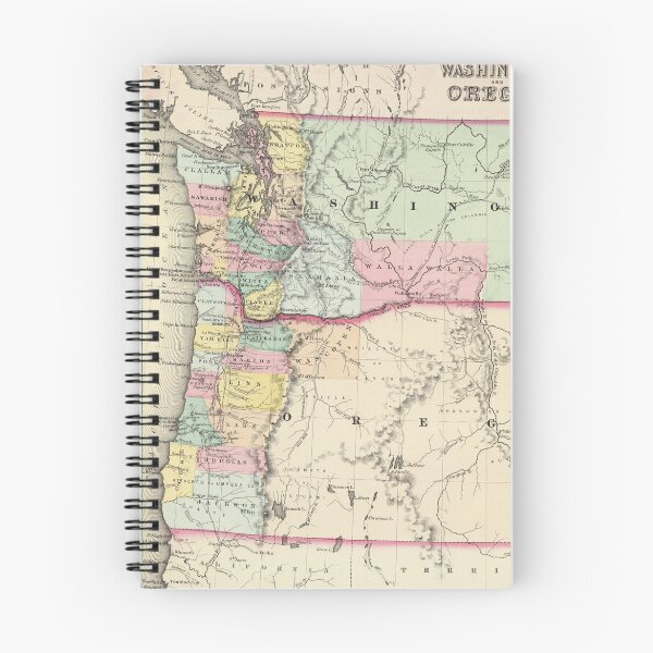 Item preview, Vintage Map of Washington and Oregon (1856) designed and sold by BravuraMedia.