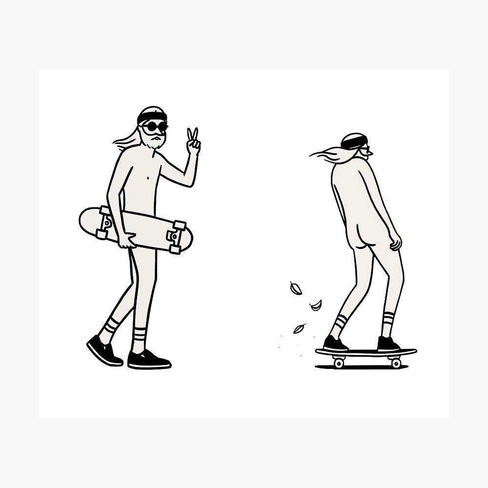 Poster Hipster Skateur Love X Hipster Skateur 2 Dessin Numerique B W Par Euror Design Redbubble