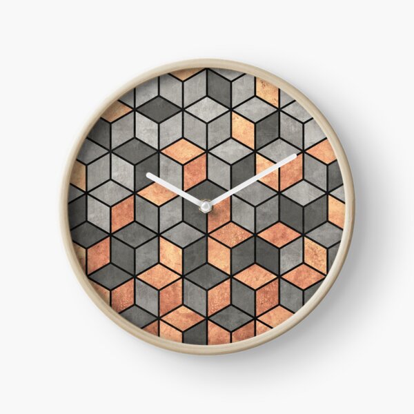 Concrete and Copper Cubes Clock