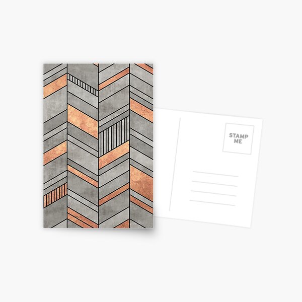Abstract Chevron Pattern - Concrete and Copper Postcard