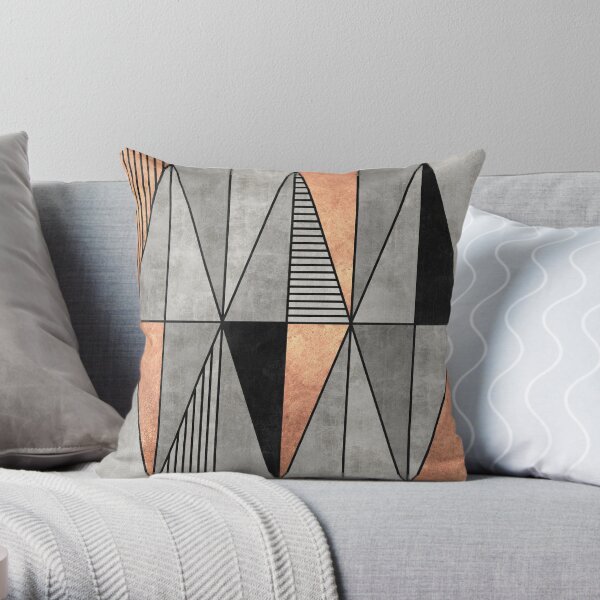 Concrete and Copper Triangles Throw Pillow