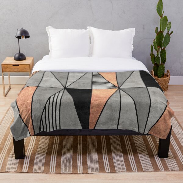 Concrete and Copper Triangles Throw Blanket
