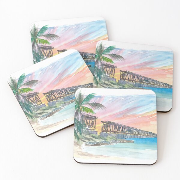 Item preview, Bahia Honda Golden Sunset With Rail Bridge designed and sold by artshop77.