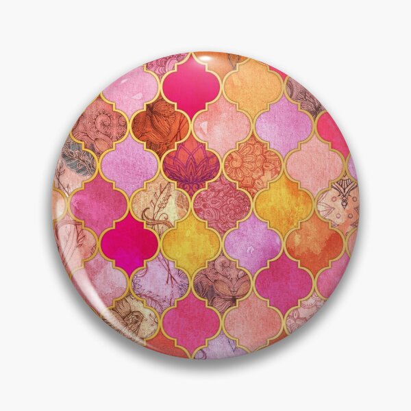 Item preview, Hot Pink, Gold, Tangerine & Taupe Decorative Moroccan Tile Pattern designed and sold by micklyn.