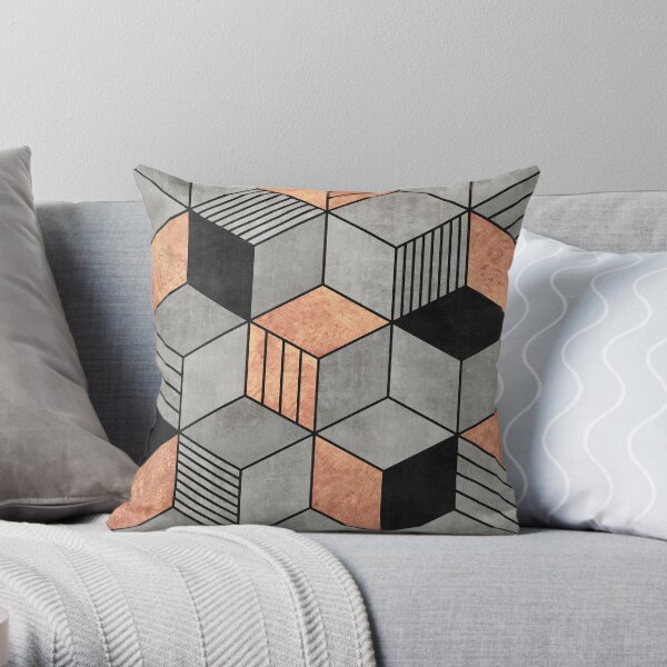 Concrete and Copper Cubes 2 Throw Pillow