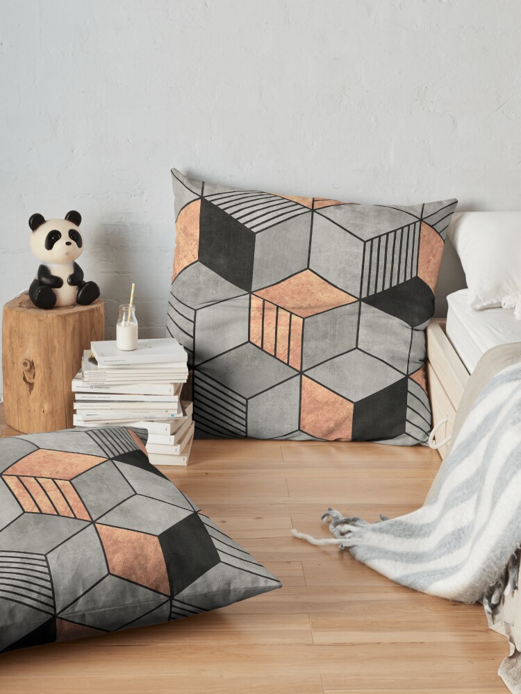 Alternate view of Concrete and Copper Cubes 2 Floor Pillow