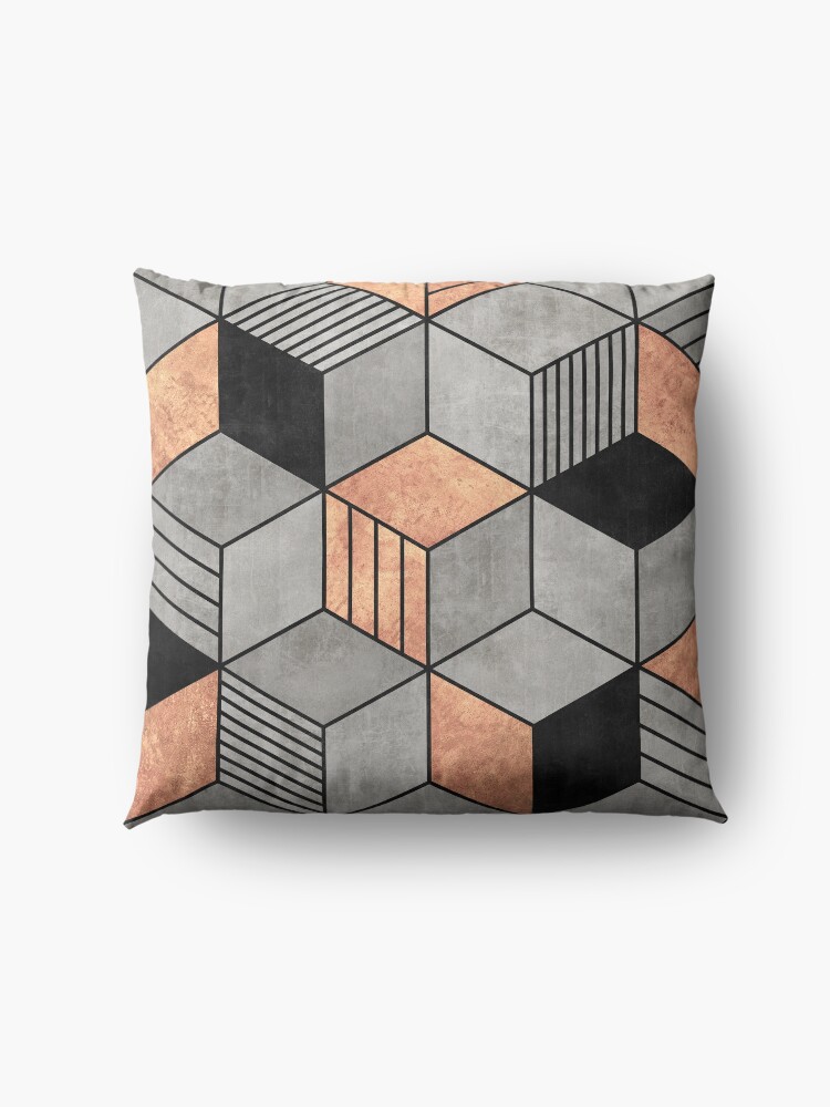 Alternate view of Concrete and Copper Cubes 2 Floor Pillow