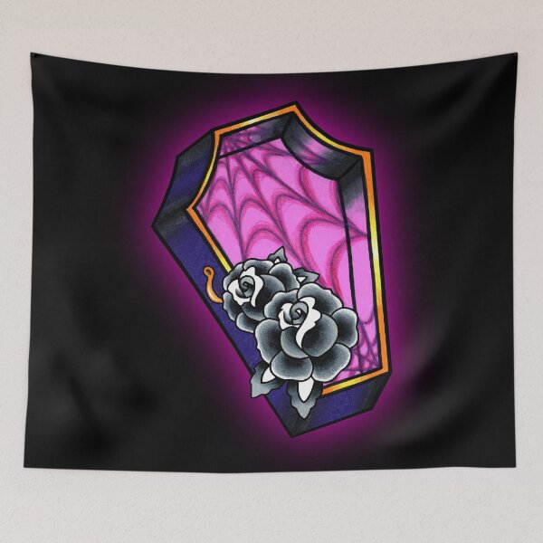 Item preview, Vacancy - Empty Casket - Tattoo Style Coffin with Roses designed and sold by Pretty In Ink.