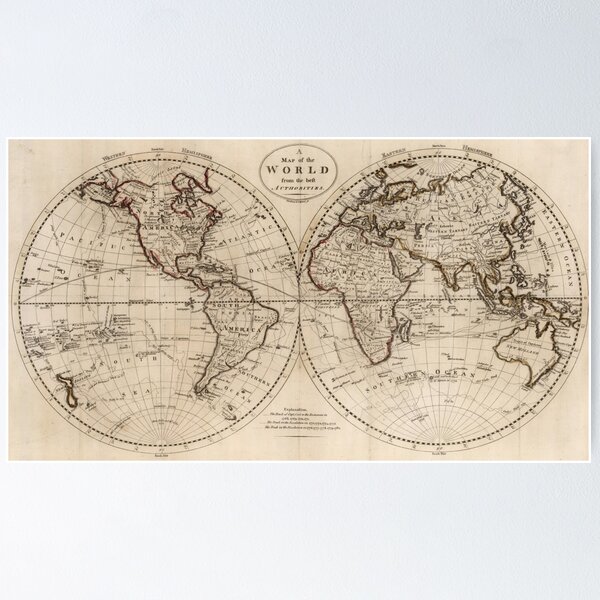 Item preview, Old Fashioned World Map (1795) designed and sold by BravuraMedia.