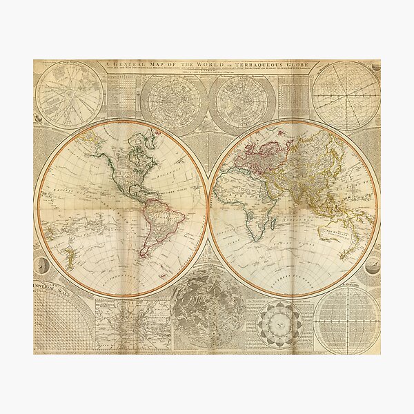 Item preview, Vintage Map of The World (1799) 2 designed and sold by BravuraMedia.