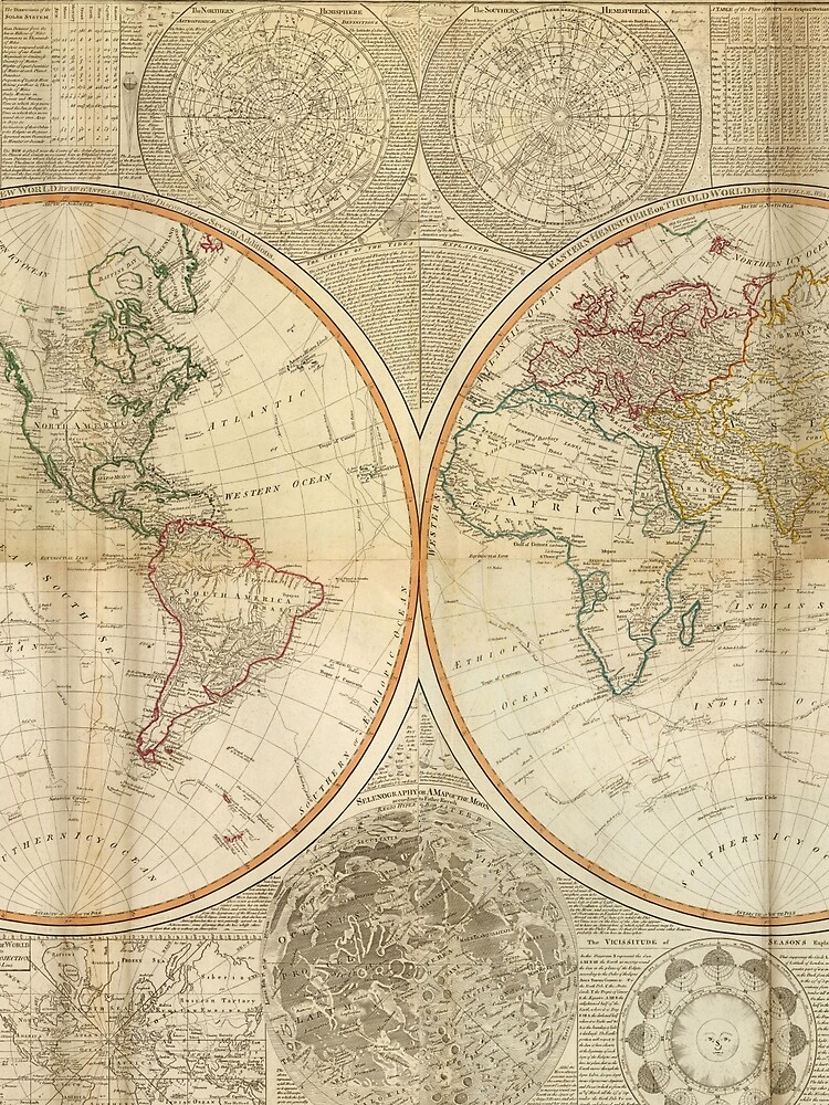 Thumbnail 3 of 3, Scarf, Vintage Map of The World (1799) 2 designed and sold by BravuraMedia.