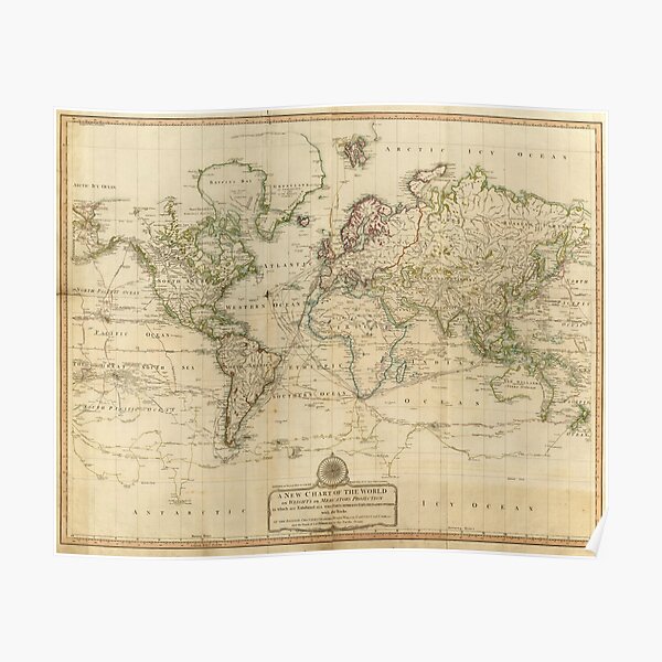 Vintage Map of The World (1800) Poster