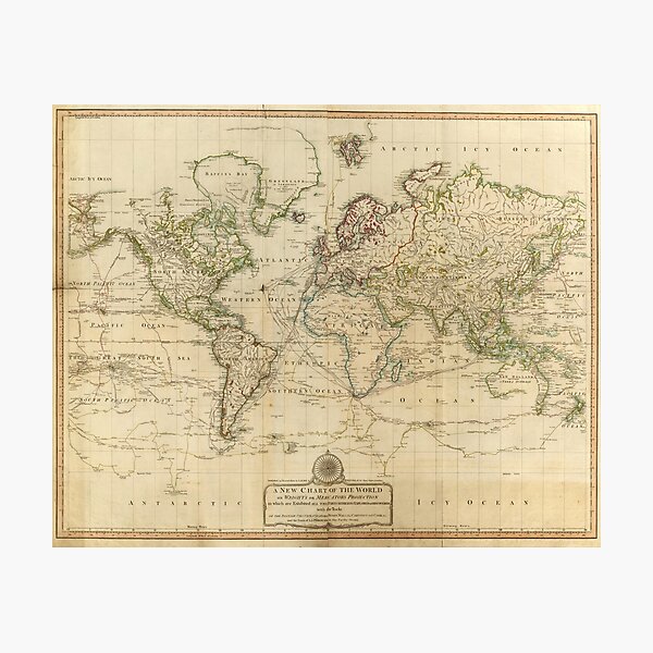 Item preview, Vintage Map of The World (1800) designed and sold by BravuraMedia.