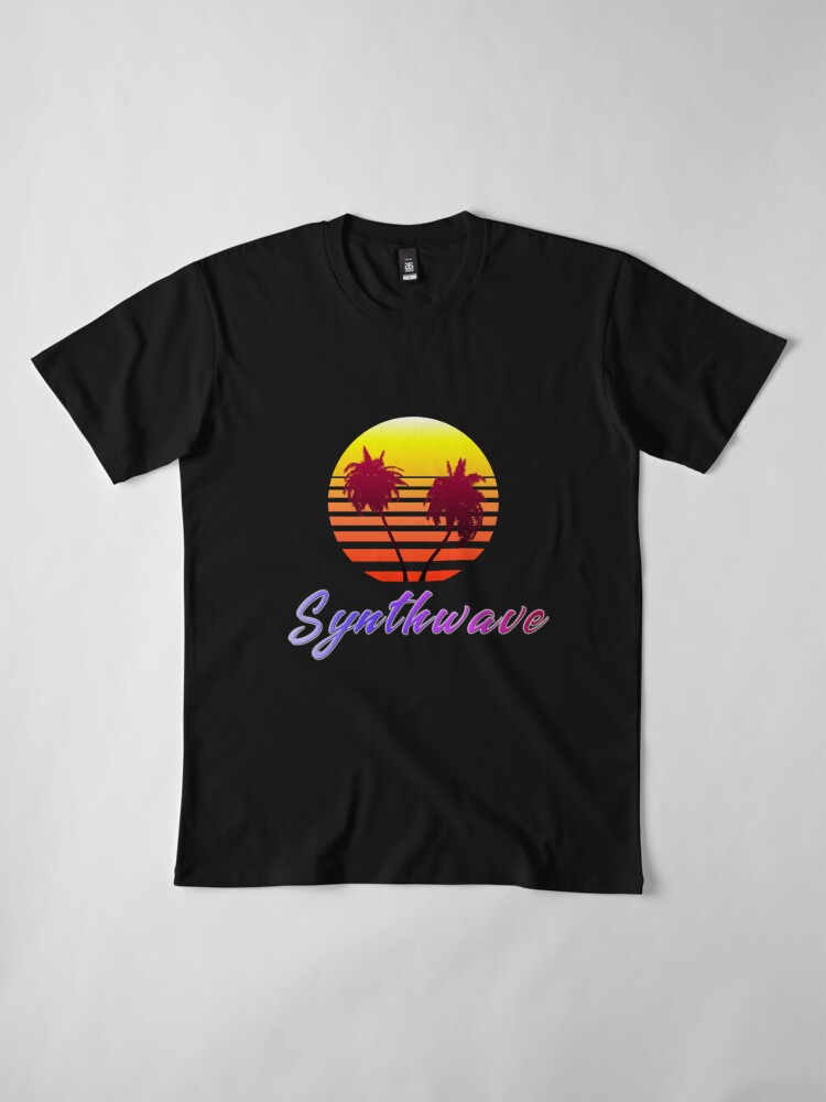 Alternate view of Synthwave Sun (with palm trees) Premium T-Shirt