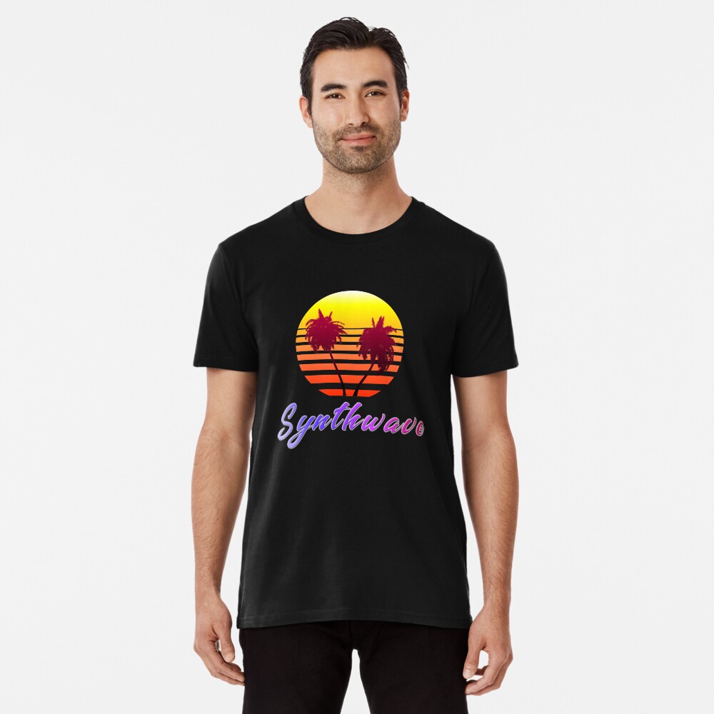 Synthwave Sun (with palm trees) Premium T-Shirt