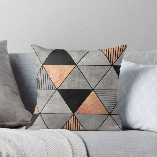 Concrete and Copper Triangles 2 Throw Pillow