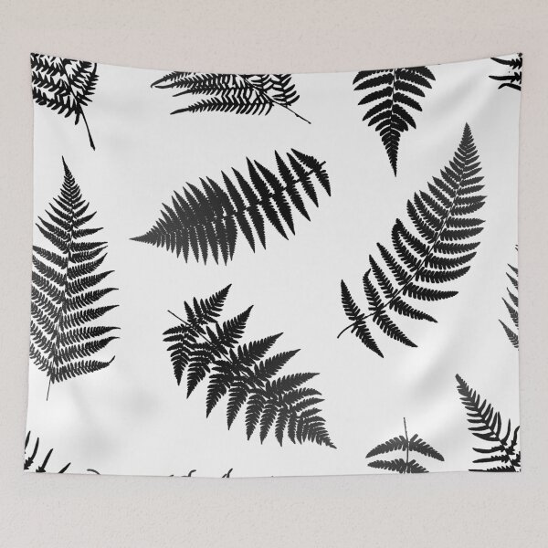 Item preview, Black fern tropical pattern on white background designed and sold by designer437.